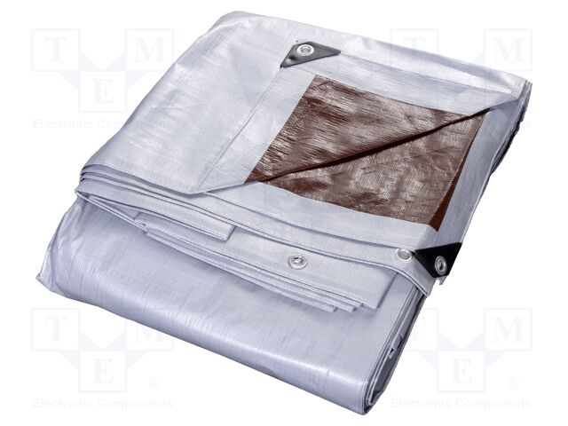 Tarpaulin; L: 5m; Width: 3m; polyetylene; silver-brown; 210g/m2