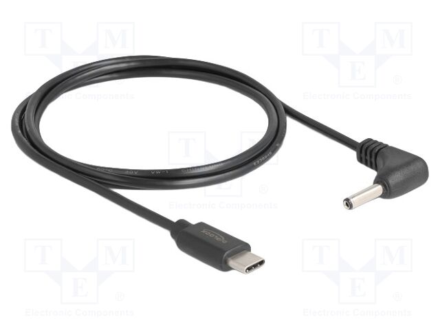 Cable; USB C plug,DC 3,5/1,35 plug; angled,straight; black; 1.5m