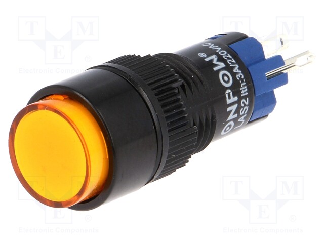 Switch: push-button; Pos: 2; SPDT; 0.5A/250VAC; 1A/24VDC; orange