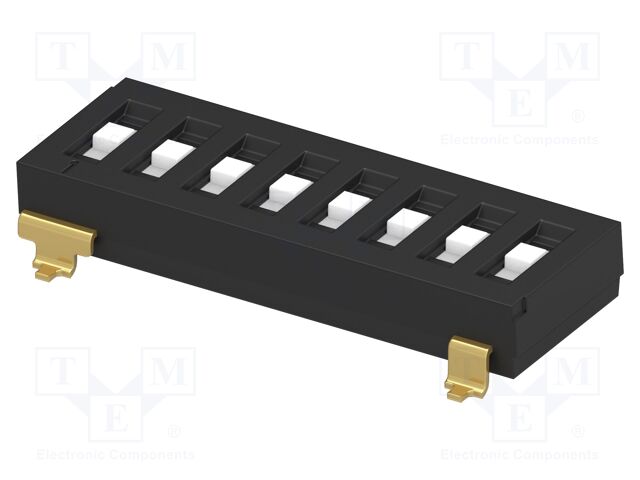 Switch: DIP-SWITCH; Poles number: 8; ON-OFF-ON; 0.025A/24VDC; SMD