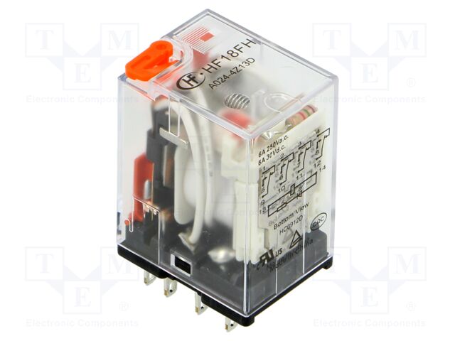 Relay: electromagnetic; 4PDT; Ucoil: 24VAC; Icontacts max: 5A; 177Ω