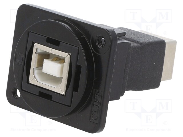 Coupler; USB B socket,both sides; FT; USB 2.0; metal; 19x24mm