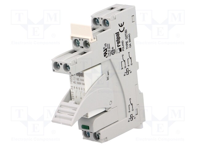 Relay: interface; DPDT; Ucoil: 24VDC; 8A; 8A/230VAC; 8A/24VDC; 100mΩ