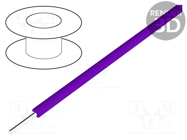 Wire; solid; Cu; 30AWG; violet; kynar 460 (PVDF); 300V; 50m