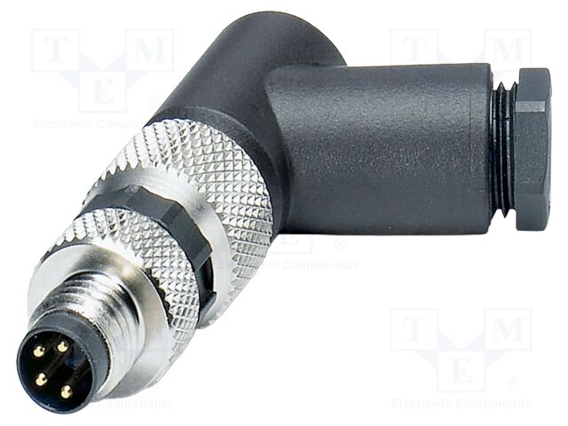 Connector: M8; PIN: 4; 4A; 30V; IP67; angled; unshielded; plug