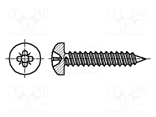 Screw; 2,9x6,5; Head: cheese head; Phillips; hardened steel