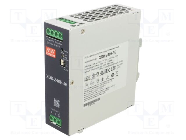 Power supply: switching; for DIN rail; 240W; 36VDC; 0÷6.66A; OUT: 1