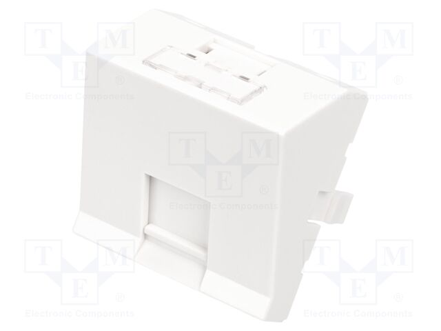 Adapter; Keystone,angled; white; Number of ports: 1; ABS; 45x45mm