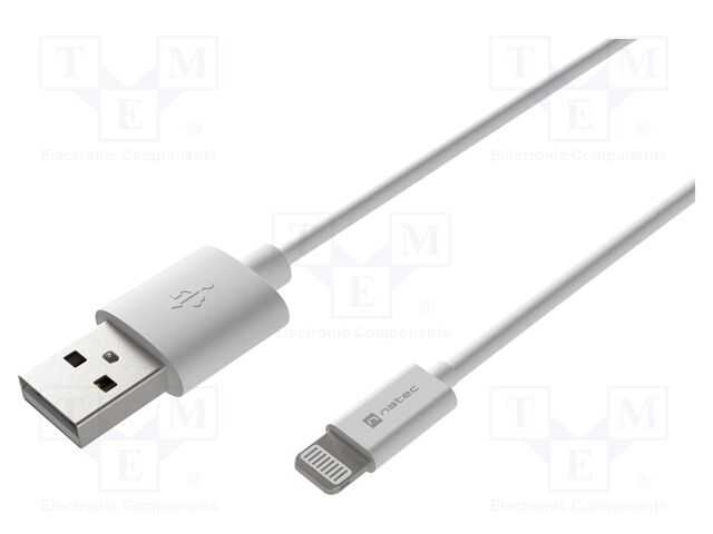 Cable; USB 2.0; Apple Lightning plug,USB A plug; 0.1m; white