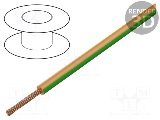 Wire; LgY; stranded; Cu; 2.5mm2; orange-green; PVC; 300/500V; 50m