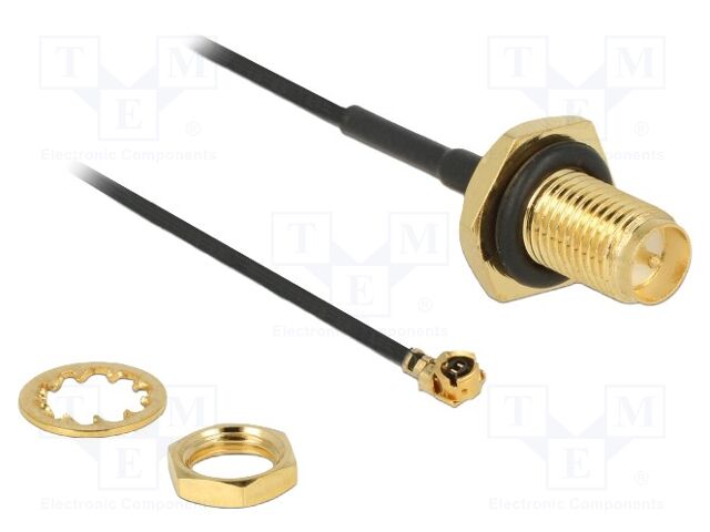 Cable; 100mm; IPEX MHF 1,RP-SMA female; black; with o-ring seal