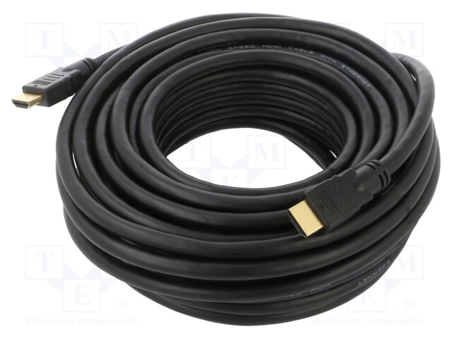 Cable; HDMI 1.4; HDMI plug,both sides; PVC; 15m; black; Core: CCS