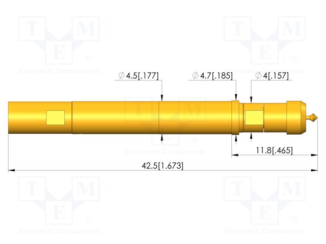 Test needle; plug-in