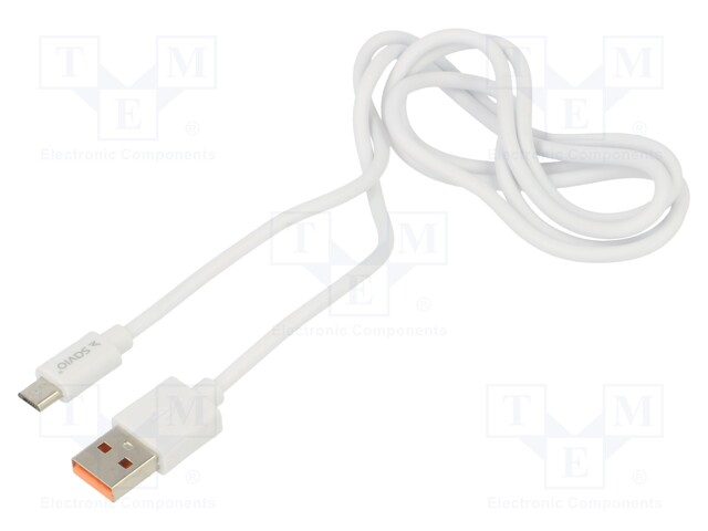 Cable; USB 2.0; USB A plug,USB B micro plug; 1m; white; 480Mbps