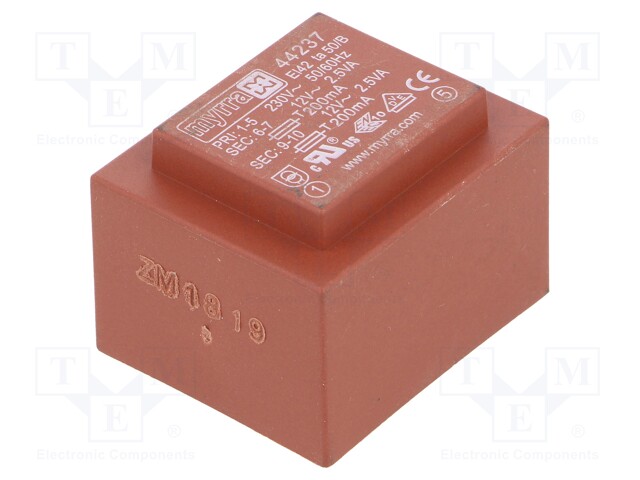 Transformer: encapsulated; 5VA; 230VAC; 12V; 12V; 208mA; 208mA