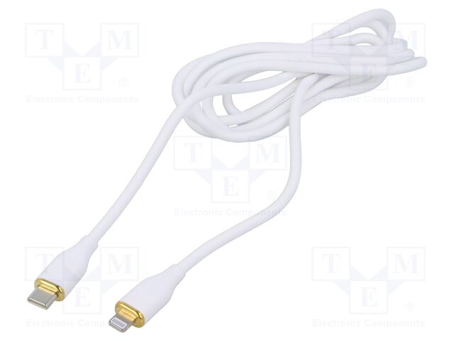 Cable; USB 2.0; Apple Lightning plug,USB C plug; 1.5m; white