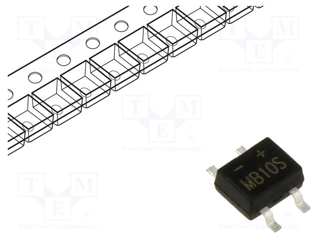 Bridge rectifier: single-phase; 1000V; If: 800mA; Ifsm: 30A; MBS