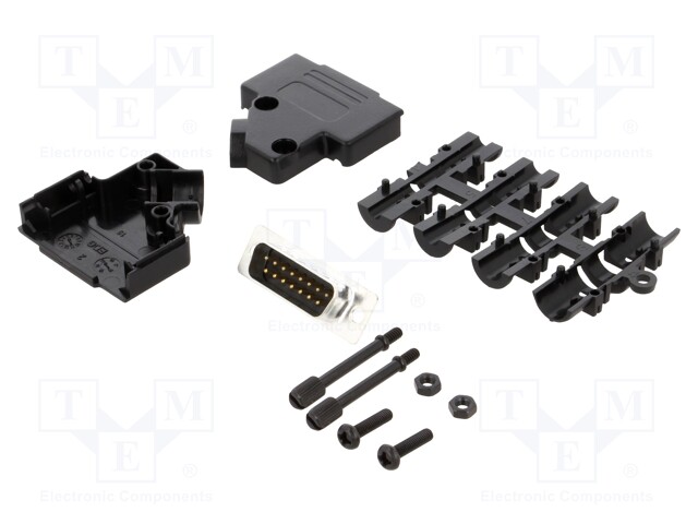 D-Sub; PIN: 9; plug; male; stamped and formed contacts; angled 45°