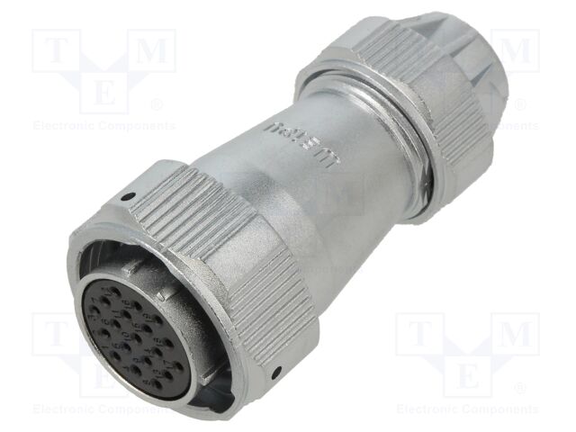 WY24; plug; male; PIN: 19; IP67; 5A; soldering; for cable; 400V; 18AWG
