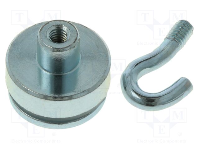 Magnet: permanent; NdFeB; 137N; Ø: 20mm; H: 22mm; zinc plated steel