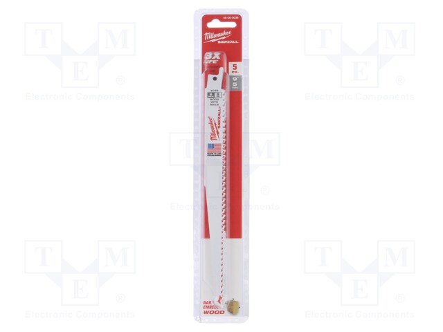 Hacksaw blade; wood,wood with nails; 230mm; 5teeth/inch; 5pcs.