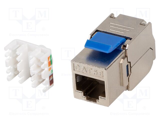 RJ45 module; silver; Cat: 5/5e; on cable; RJ45 socket; -10÷60°C