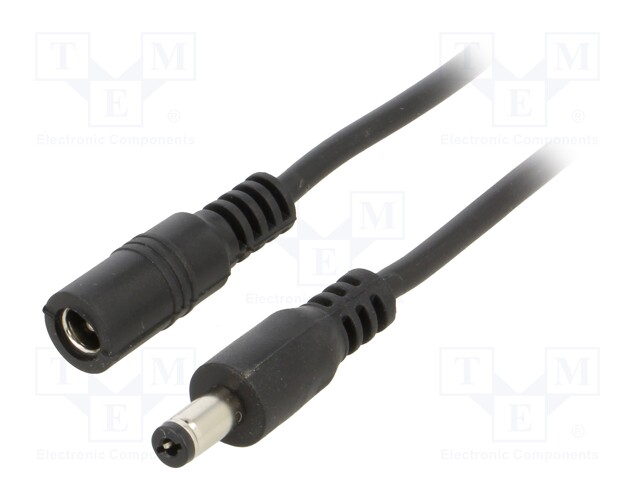 Cable; DC 5,5/2,1 plug,DC 5,5/2,1 socket; straight; 0.5mm2; 3m