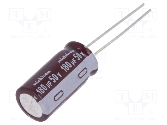 Capacitor: electrolytic; low impedance; THT; 180uF; 50VDC; ±20%
