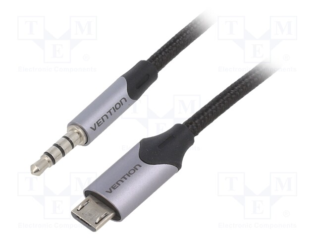 Cable; Jack 3.5mm plug,USB B micro plug; 2m; black; Øcable: 3.5mm