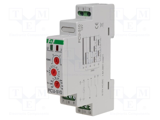 Timer; 0,1s÷24days; DPDT; 250VAC/8A; Usup: 12VAC; 12VDC; -25÷50°C