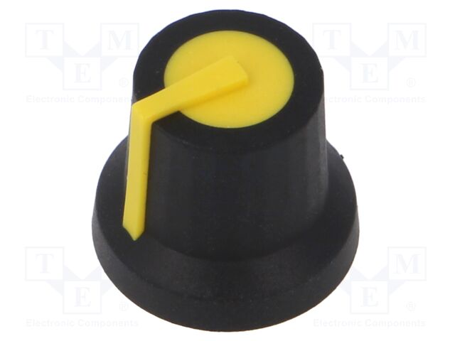 Knob; with pointer; rubber,plastic; Øshaft: 6mm; Ø16.2x14.9mm