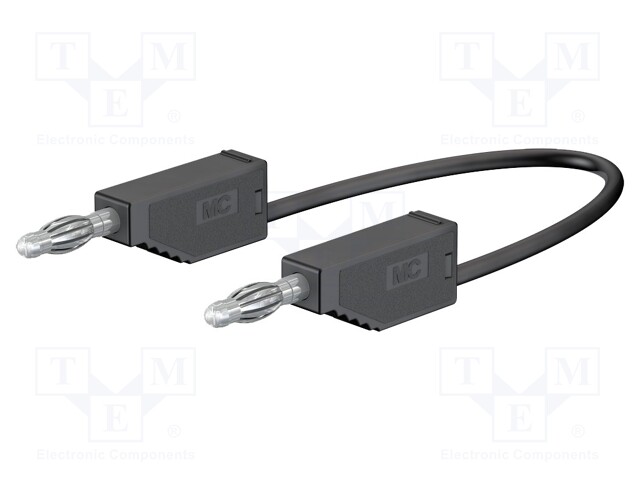 Test lead; PVC; 0.5m; black; 19A; 60VDC; Cond.cross sec: 1mm2; 30VAC
