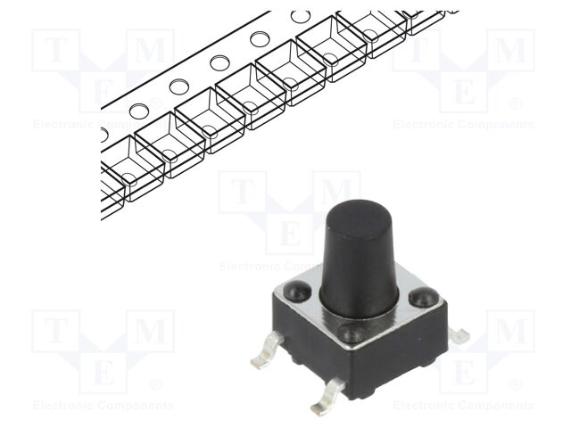 Microswitch TACT; SPST; Pos: 2; 0.05A/12VDC; SMT; 1.57N; 6x6x3.5mm