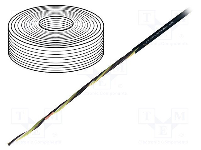 Wire: motor; chainflex® CF34.UL.D; 4G1,5mm2; black; stranded; Cu
