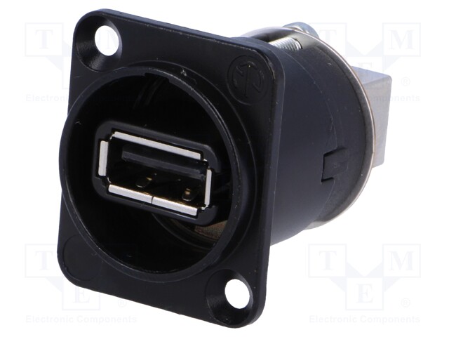 Adapter; USB A socket-front,USB B socket-back; USB 2.0; black