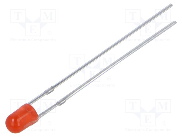 LED; 3mm; red; 220÷330mcd; 40°; Front: convex; 2.1÷2.6VDC; -30÷85°C