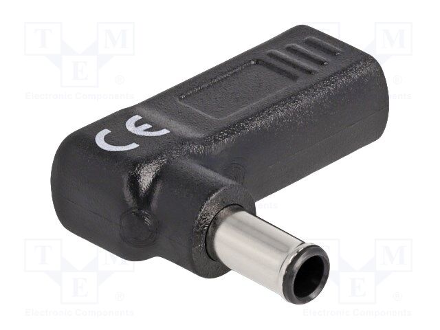 Adapter; USB C socket,DC 6,0/4,3 plug; black; angular; 3A