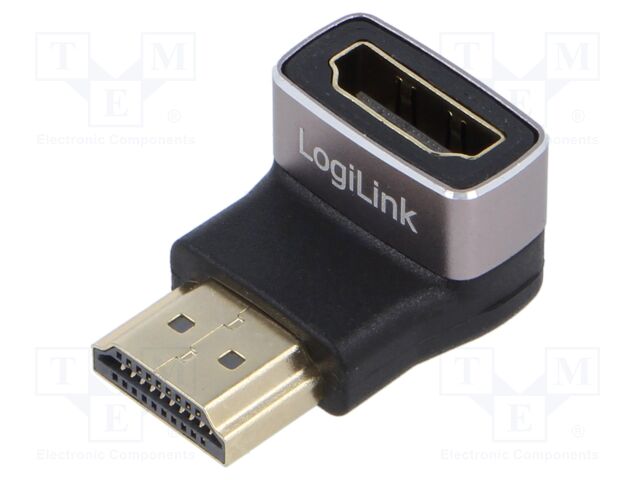 Adapter; HDMI socket 90°,HDMI plug; HDMI 2.1; black