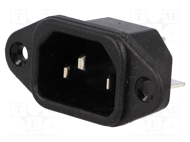 Connector: AC supply; socket; male; 10A; 250VAC; IEC 60320; C14 (E)