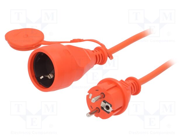 Extension lead; 3x1.5mm2; Sockets: 1; PVC; orange; 40m; 6A