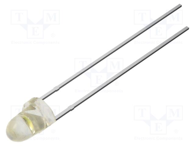 LED; white cold; 3mm; 14400mcd; 15°; Front: flat; 2.9VDC; bullet