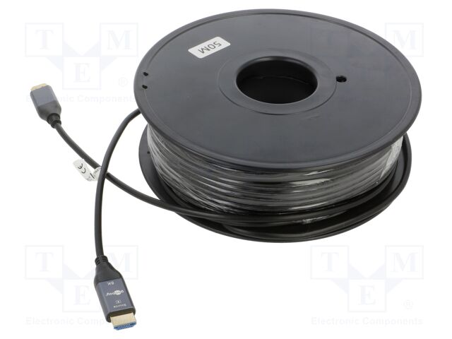 Cable; HDMI plug,both sides; PVC; Len: 50m; black; grey; Core: CCS