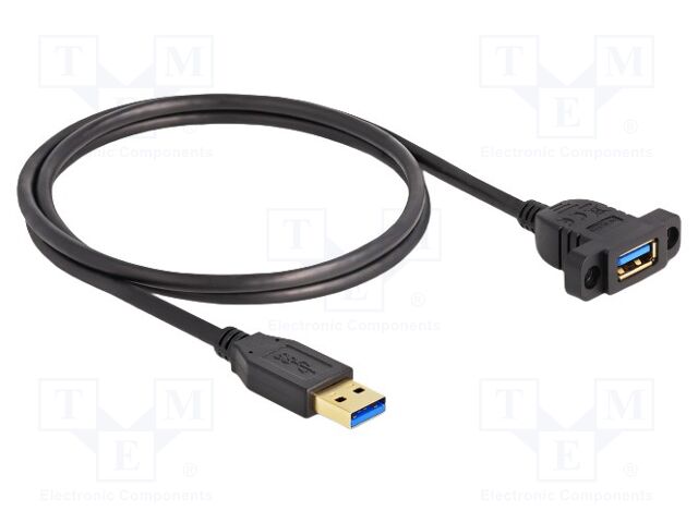 Cable; USB 3.2 Gen 1; USB A socket,USB A plug; 1m; black; 5Gbps