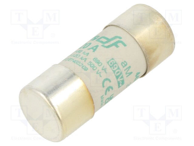 Fuse: fuse; aM; 20A; 690VAC; ceramic,cylindrical,industrial