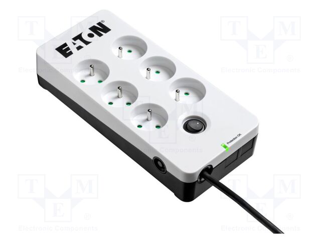 Plug socket strip: protective; Sockets: 6; 250VAC; 10A; IP20