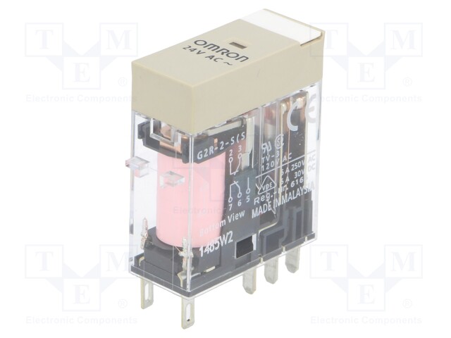 Relay: electromagnetic; DPDT; Ucoil: 24VAC; 5A/250VAC; 5A/30VDC