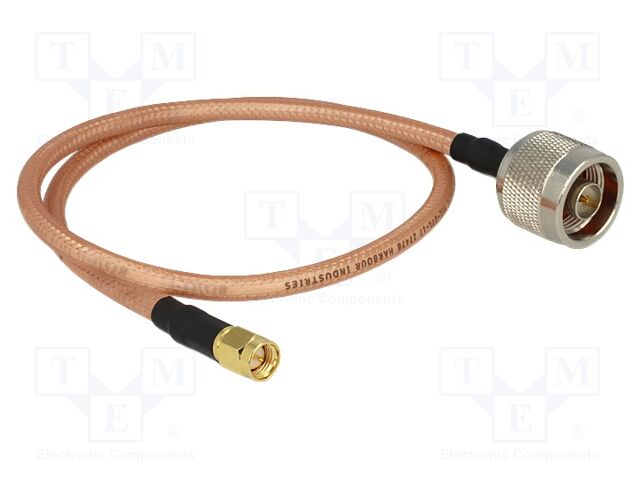 Cable; 400mm; N male,SMA male; transparent; Øcable: 4.95mm; 50Ω