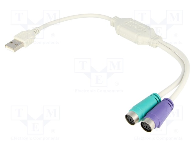 Adapter USB-PS2; PS/2 socket x2,USB A plug