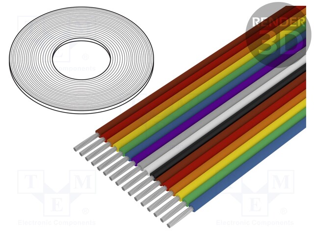 Wire: ribbon; 16x26AWG; 1.27mm; stranded; Cu; unshielded; PVC; 50V