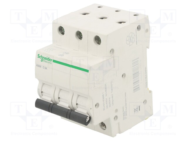 Circuit breaker; 230/400VAC; Inom: 6A; Poles: 3; DIN; Charact: C; 6kA